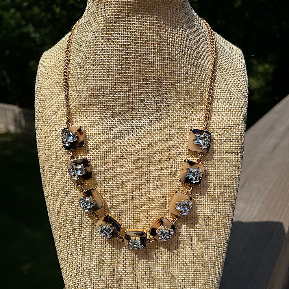 NEW J CREW TORTOISE SHELL RHINESTONE NECKLACE